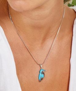 Vintage enamel kingfisher blue drop earrings