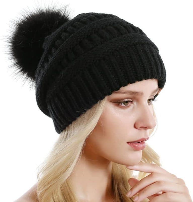 Plain ribbed knitted winter beanie hat