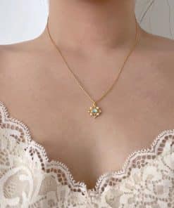 Natural shell and pearl pendant necklace