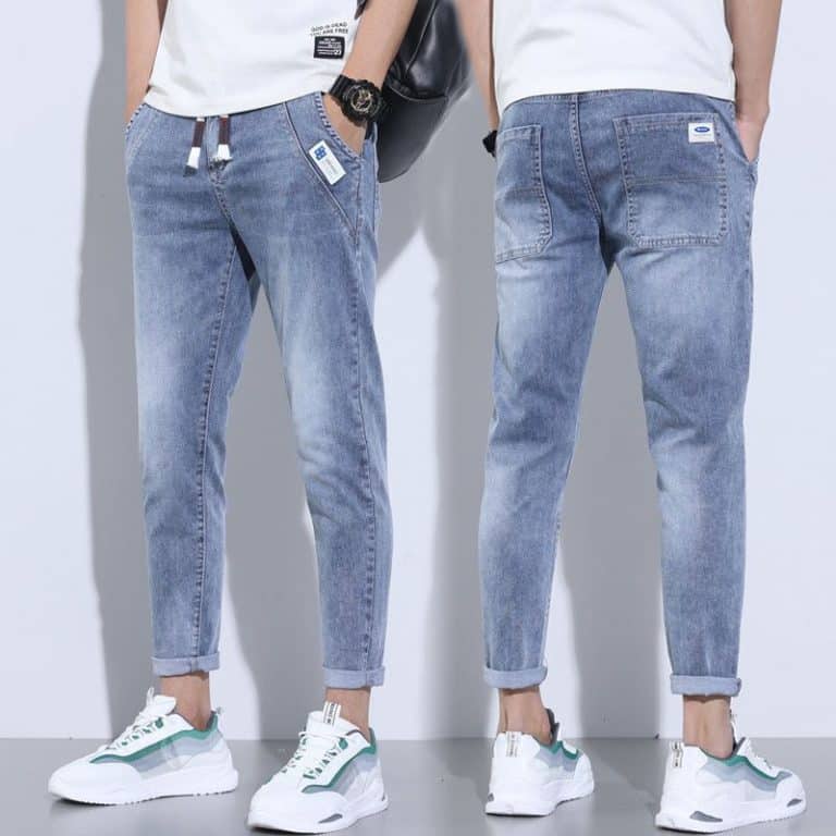 Thin stretch casual denim trousers for men