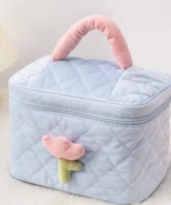 Corduroy travel pouch and cosmetic organiser bag