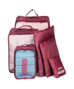 Portable travel luggage packing cubes organizer set