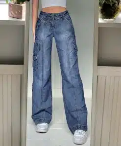 High waist baggy cargo mom jeans