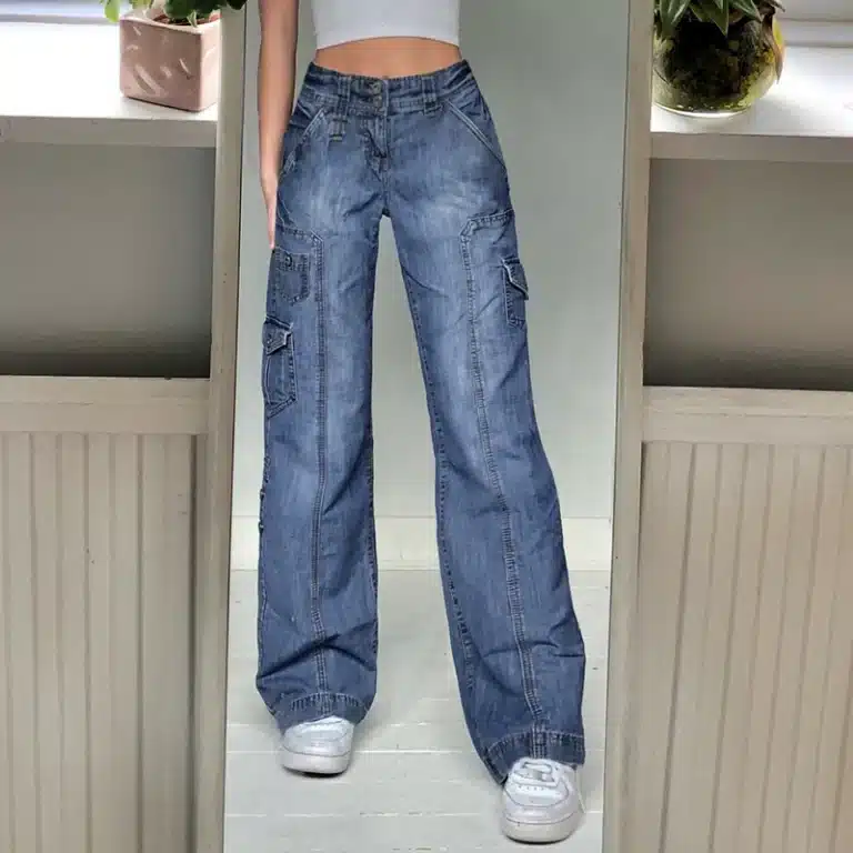 High waist baggy cargo mom jeans
