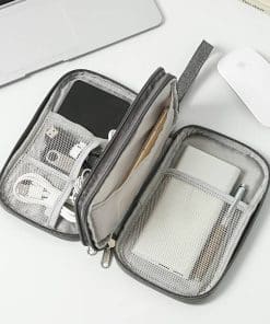 Travel cable and charger organiser pouch with elastic loops