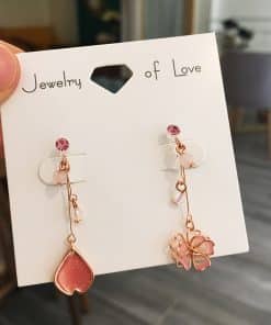 Cherry blossom pendant stud earrings