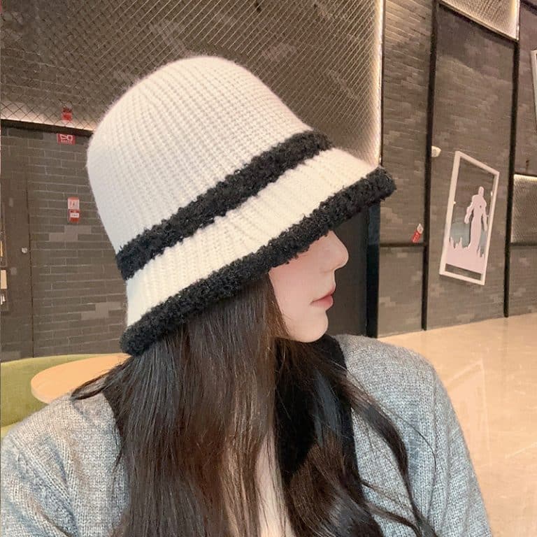Lamb wool winter bucket hat