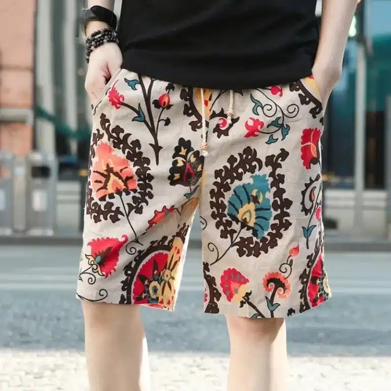 Printed drawstring casual summer shorts for men