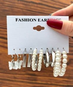 Pearl and acrylic butterfly hoop earrings