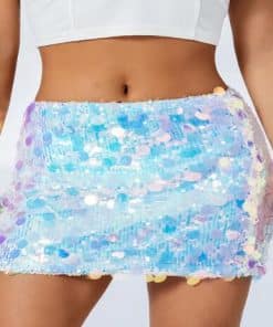 Women's irregular hem sequined party skirt