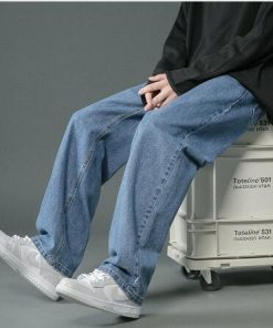 Men's retro vintage wash denim pants