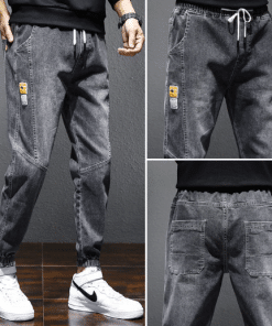 Men's winter warm fleece lined stretch denim jeans