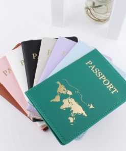 Slim leather passport holder with card and boarding pass slots