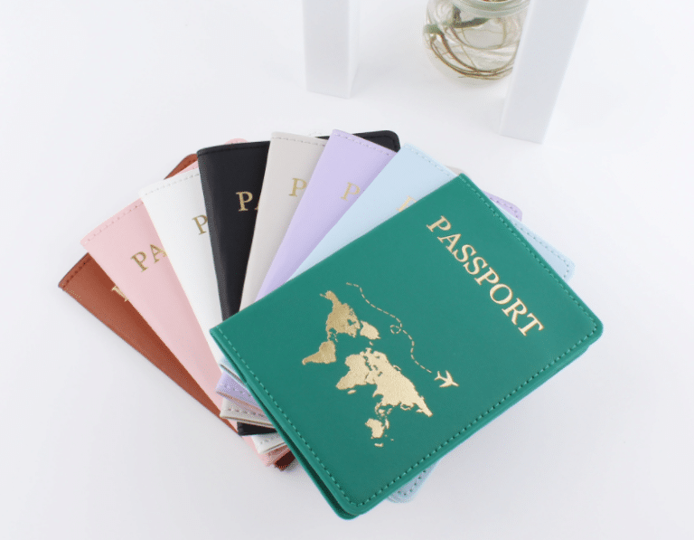 Leather passport holder and travel document case