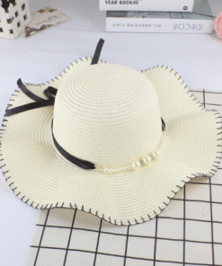 Wide brim woven straw sun hat