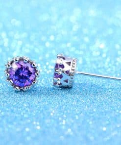 Crown set cubic zircon stud earrings