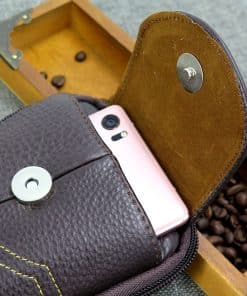 Leather under-clothing waist wallet money belt for travel