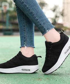 Woven mesh air cushioned walking trainers for women