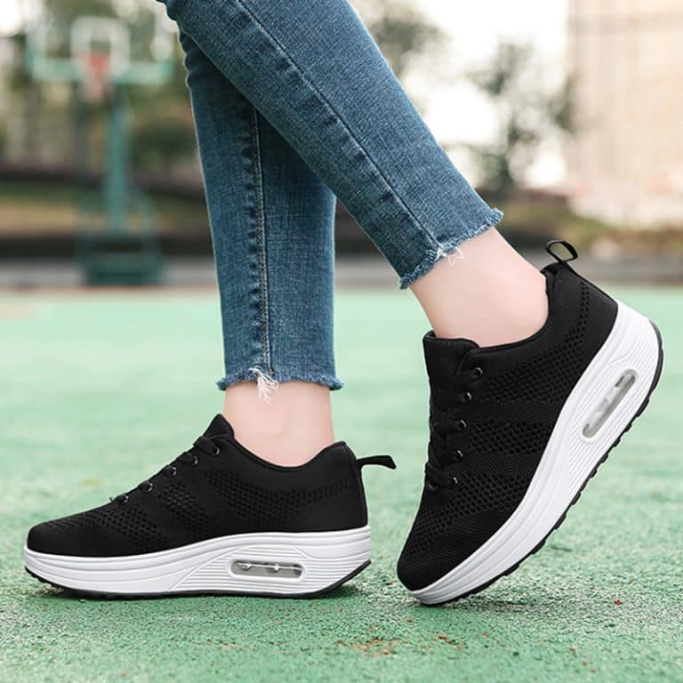 Woven mesh air cushioned walking trainers for women