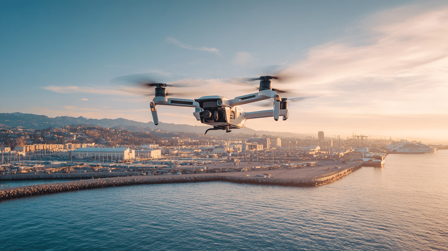 Photorealistic travel scene illustrating e58 folding aerial drone — E58 Folding Aerial Drone: 7 Reasons to Buy Now