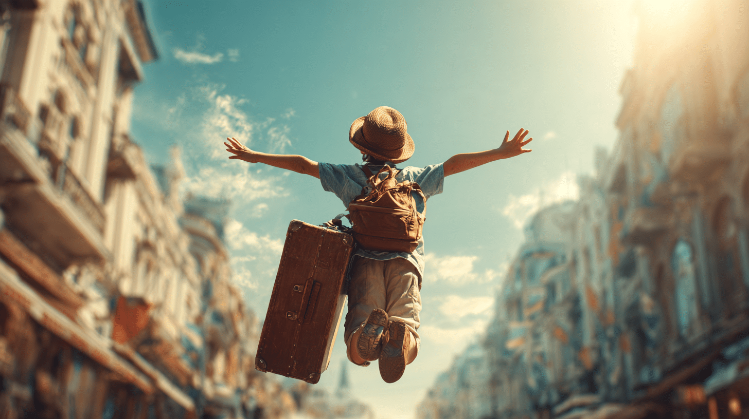 Photorealistic travel scene illustrating how to travel with kids — How to Travel With Kids: 10 Genius Stress-Free Tips