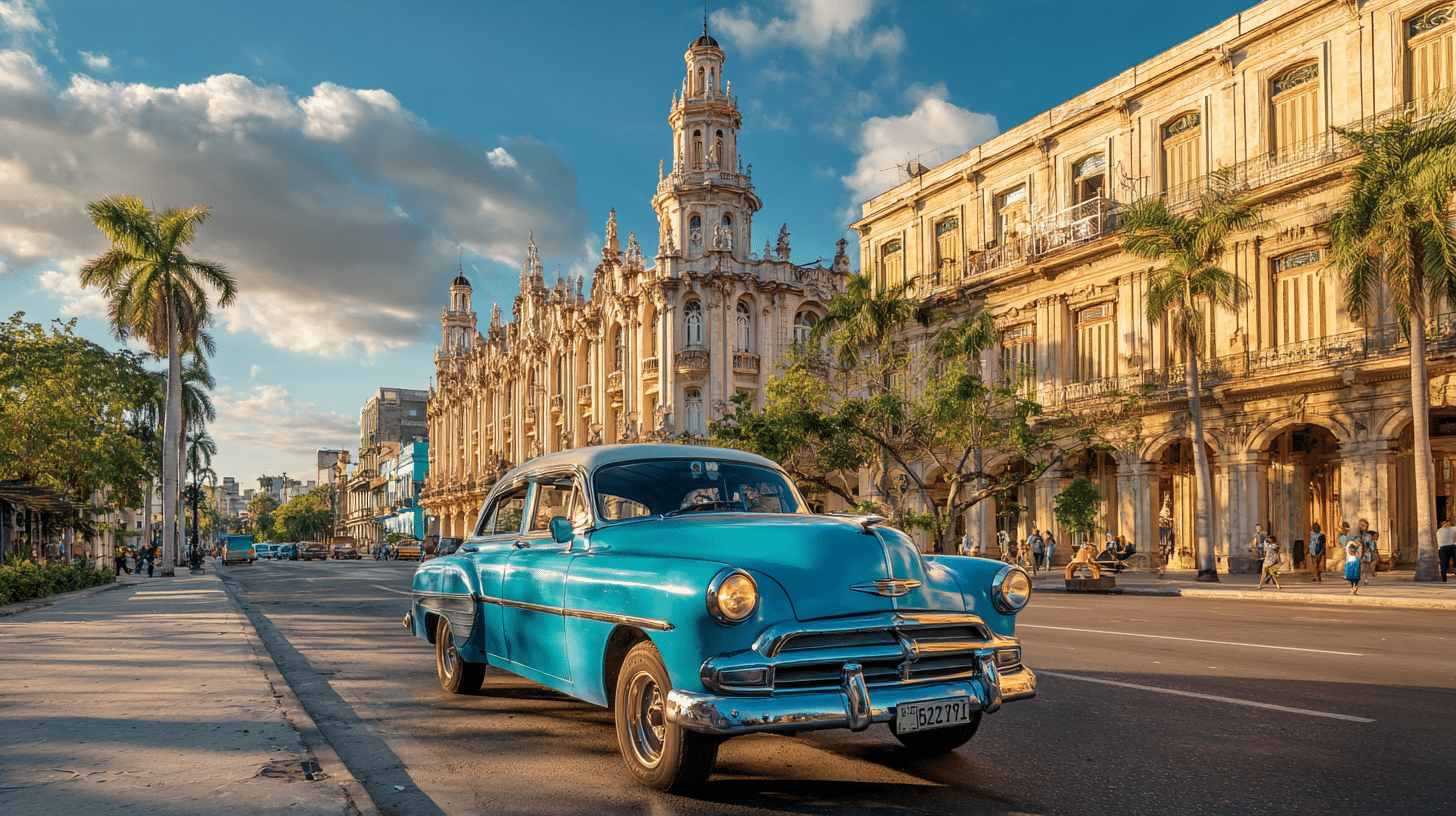 Photorealistic travel scene illustrating can americans travel to cuba — Can Americans Travel to Cuba? 7 Essential Tips