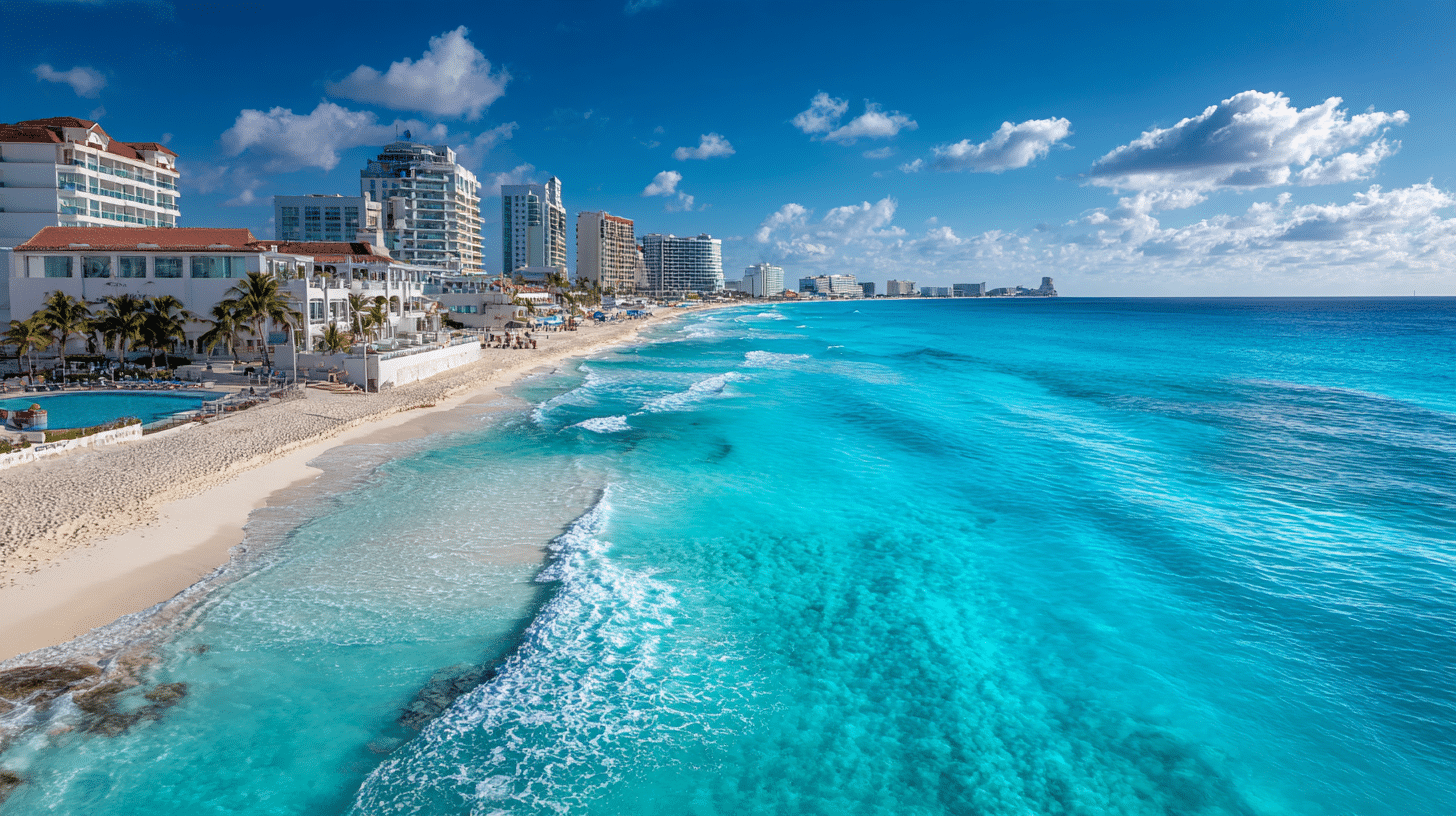 Photorealistic travel scene illustrating is cancun safe to travel — Is Cancun Safe to Travel? 7 Essential Safety Tips