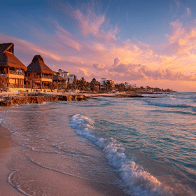 Photorealistic travel scene illustrating is it safe to travel in cancun right now — Is It Safe to Travel in Cancun Right Now? 12 Vital Tips