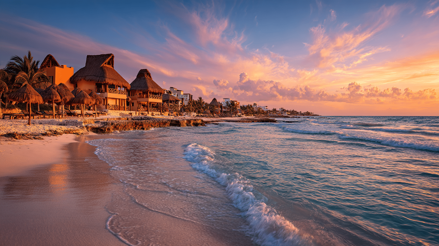 Photorealistic travel scene illustrating is it safe to travel in cancun right now — Is It Safe to Travel in Cancun Right Now? 12 Vital Tips