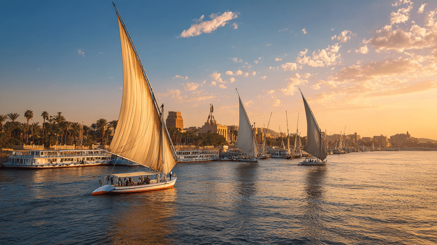 Photorealistic travel scene illustrating is it safe to travel to egypt — Is It Safe to Travel to Egypt? 10 Expert Safety Tips