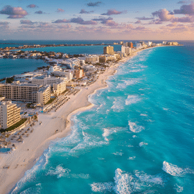 Photorealistic travel scene illustrating is travel safe to cancun — Is Travel Safe to Cancun? 12 Proven Safety Tips