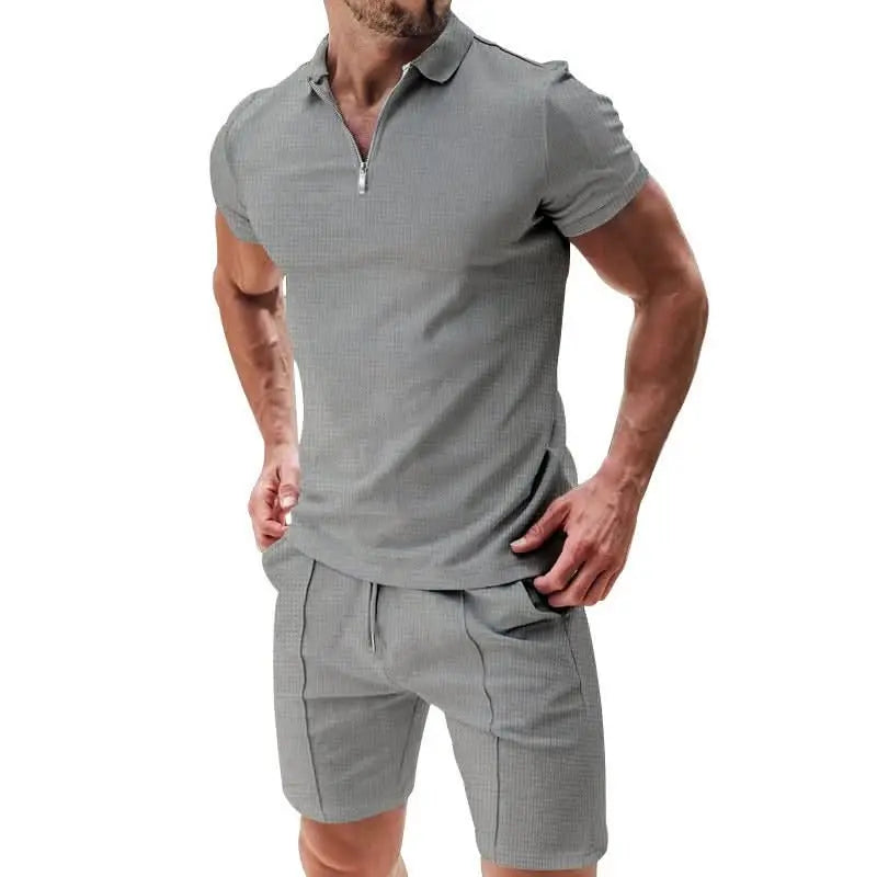 2pcs-casual-waffle-suit-summer-zipper-lapel-short-sleeved-top-and-drawstring-pockets-shorts-versatile-solid-color-t-shirt-set-for-mens-clothing-4-around-the-wor-1402672