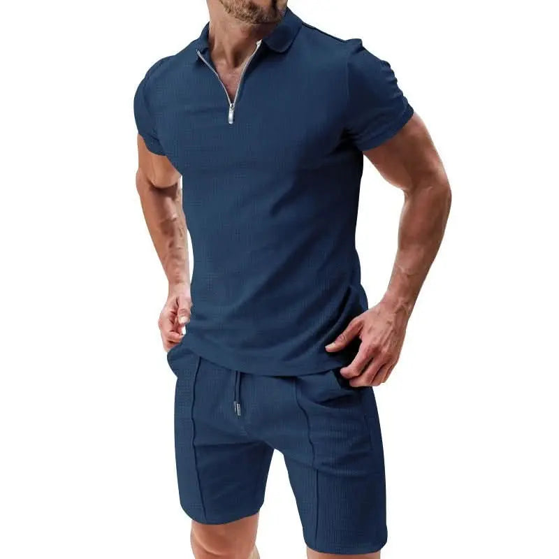 2pcs-casual-waffle-suit-summer-zipper-lapel-short-sleeved-top-and-drawstring-pockets-shorts-versatile-solid-color-t-shirt-set-for-mens-clothing-4-around-the-wor-1885865