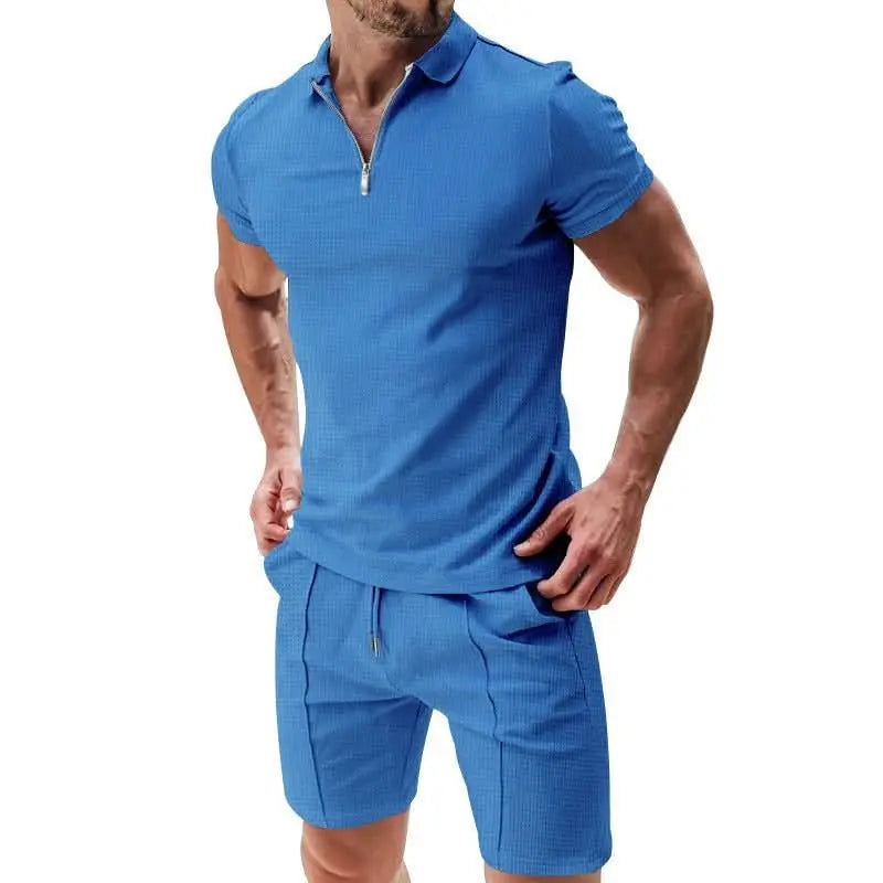 2pcs-casual-waffle-suit-summer-zipper-lapel-short-sleeved-top-and-drawstring-pockets-shorts-versatile-solid-color-t-shirt-set-for-mens-clothing-4-around-the-wor-3255290