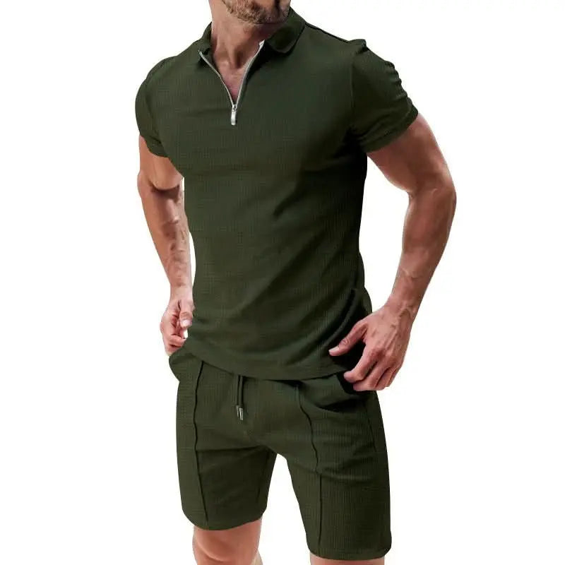 2pcs-casual-waffle-suit-summer-zipper-lapel-short-sleeved-top-and-drawstring-pockets-shorts-versatile-solid-color-t-shirt-set-for-mens-clothing-4-around-the-wor-3572198