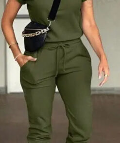 2pcs-women-solid-color-round-neck-short-sleeve-top-and-drawstring-pocket-long-pants-casual-suit-4-around-the-world-in-a-rush-7393440