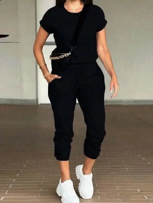 2pcs-women-solid-color-round-neck-short-sleeve-top-and-drawstring-pocket-long-pants-casual-suit-4-around-the-world-in-a-rush-7464399