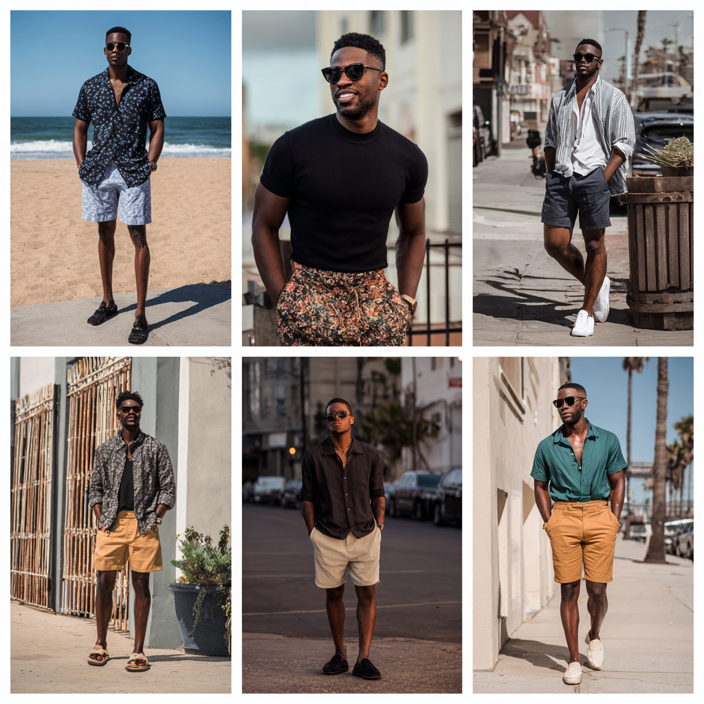 Black men in shorts